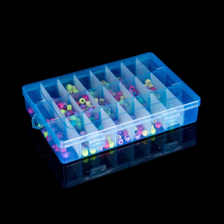 

24 cells Clear Plastic Beads Storage Box For Toys Rings Jewelry Display Organizer Makeup Case Craft Holder Container