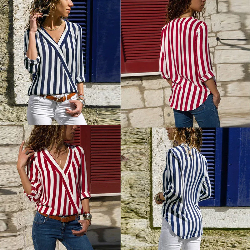 

hirigin Fashion Sexy Women Holiday V-Neck Blouse Tops Long sleeve Party Ladies Blouses Casual Chiffon blouse women female