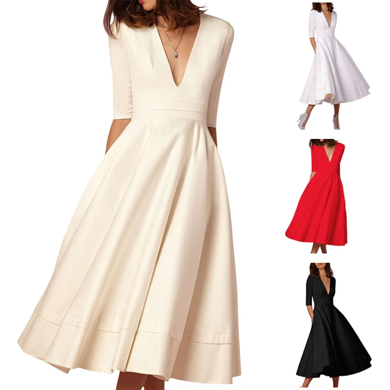 Сексуальное элегантное женское бальное платье с v образным вырезом со средним