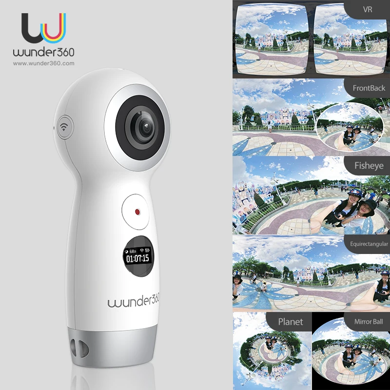 Wunder360 панорама Камера Беспроводной WI FI Sphere Fisheye Dual объектив 4 К действие видео