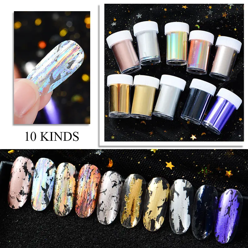 MEET ACROSSHolo Laser Rose Gold Nail Foils Starry Sky Glitter Stickers Decals Transfer Sticker Art Tip DIY Decoration | Красота и