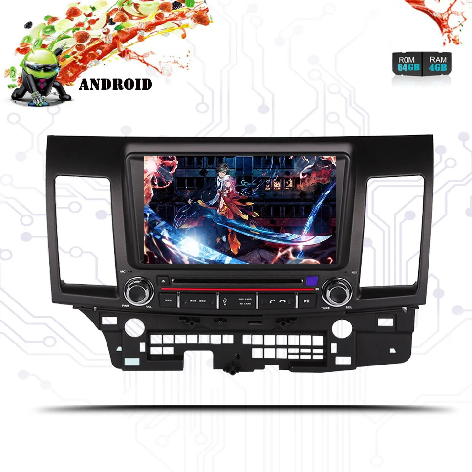 8 &quotAndroid 9 0 4 + 64G 8Core 1024*600 автомобильный DVD GPS плеер для Mitsubishi Lancer 10 EVO стерео Авто