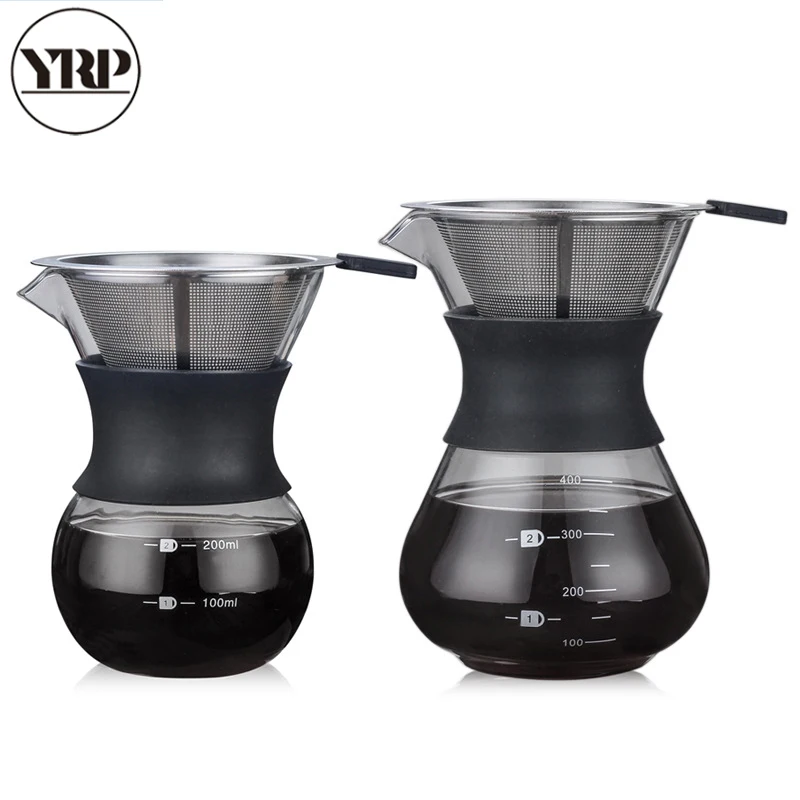 YRP V60glass кофейный чайник с фильтром из нержавеющей стали капельная пивоварня