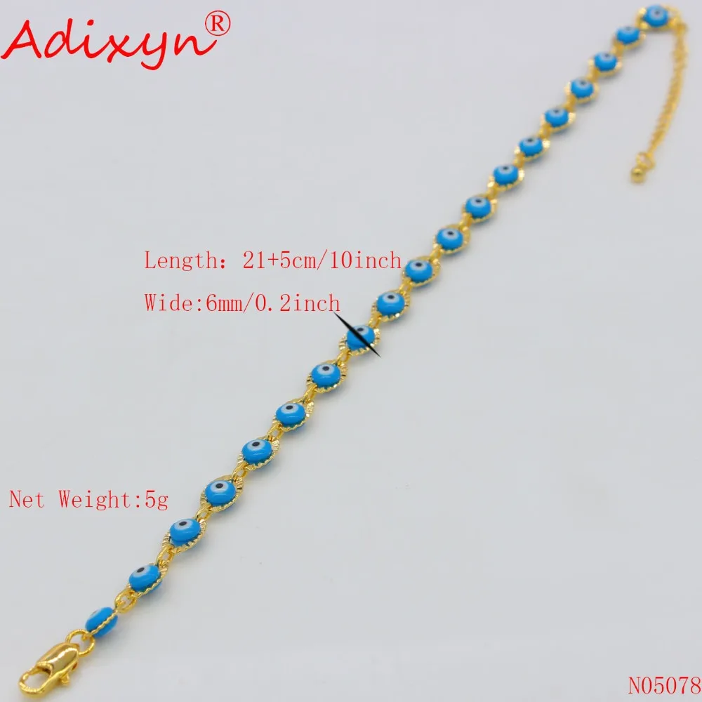 Adixyn 21 см + 5 см/браслет шарма для женщин золотой цвет синий с глазами браслет