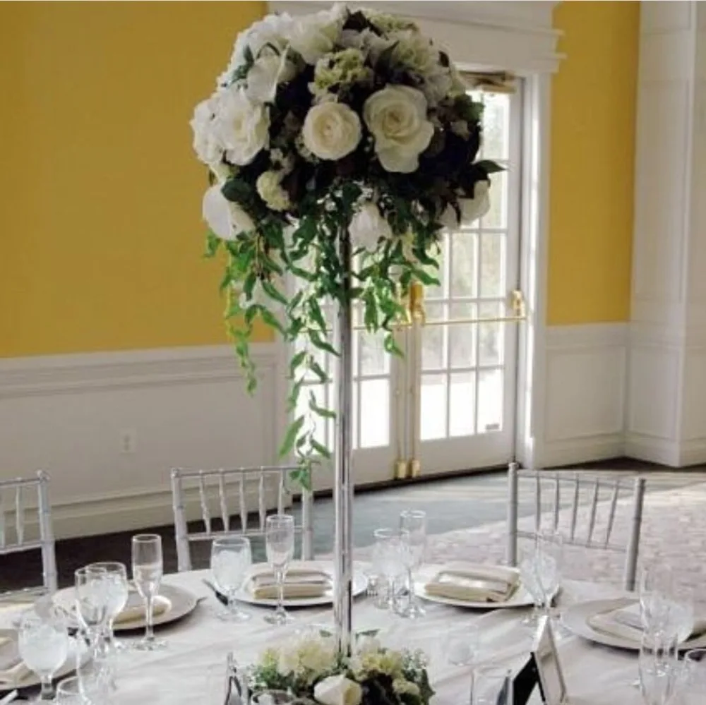 Новинка золотой и серебряный цвет металлический подсвечник 60 см высокий цветок