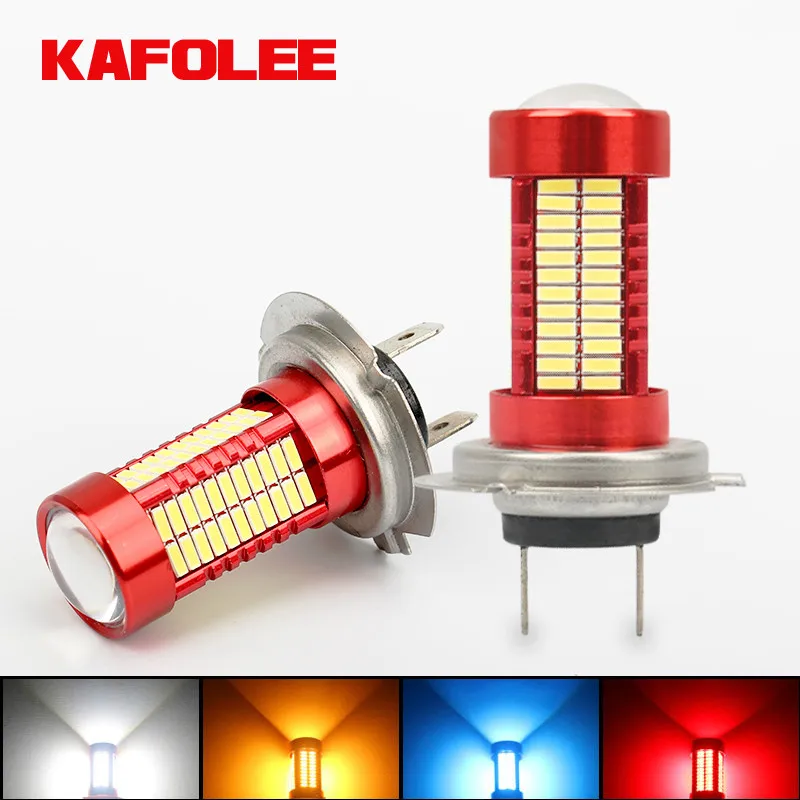 KAFOLEE H7 LED Bulb Super Bright 4014 chip 106 SMD Car Fog Lights 12V 24V 3000K 6000K White yellow blue red Driving Day Running