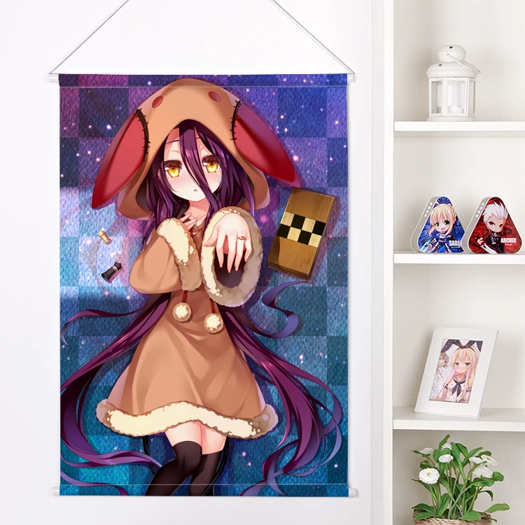 

Flat New Japanese Anime Cartoon No Game No Life Peach Skin Velvet Wall Scroll Poster Print