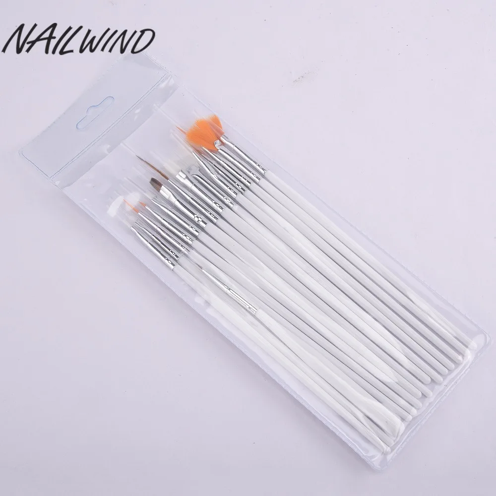 NAILWIND 15 шт./компл. белые кисти для ногтей профессиональная гелевая ручка для рисования декоративные инструменты для ногтей