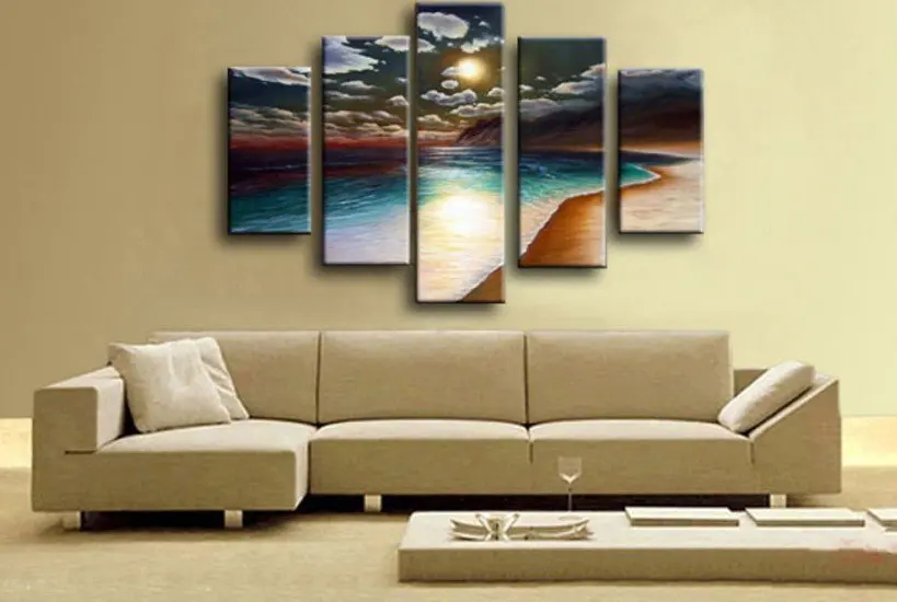 5 шт./компл. ручная роспись маслом на комнате Декор желтая пляжная Настенная