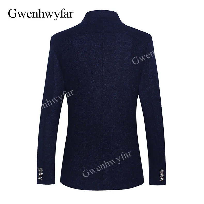 Новинка Зима 2018 мужской однобортный Блейзер Gwenhwyfar темно-синие Костюмные куртки