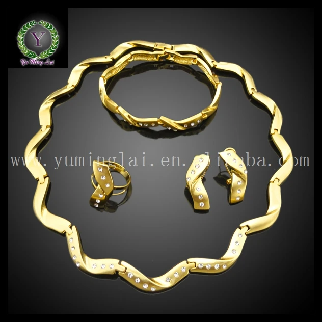 Christmas gift 2017 Latest Design Fashion Gold Color Plated Jewelry Set Costume black friday FHK2901 | Украшения и аксессуары