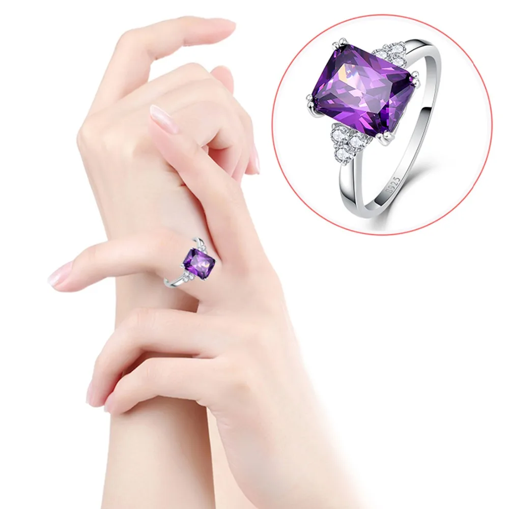 Jrose Purple Jewelery Ladies Engagement Wedding Anniversary 5.25ct White CZ Romantic Real 100% 925 Sterling Silver Rings Selling | Украшения