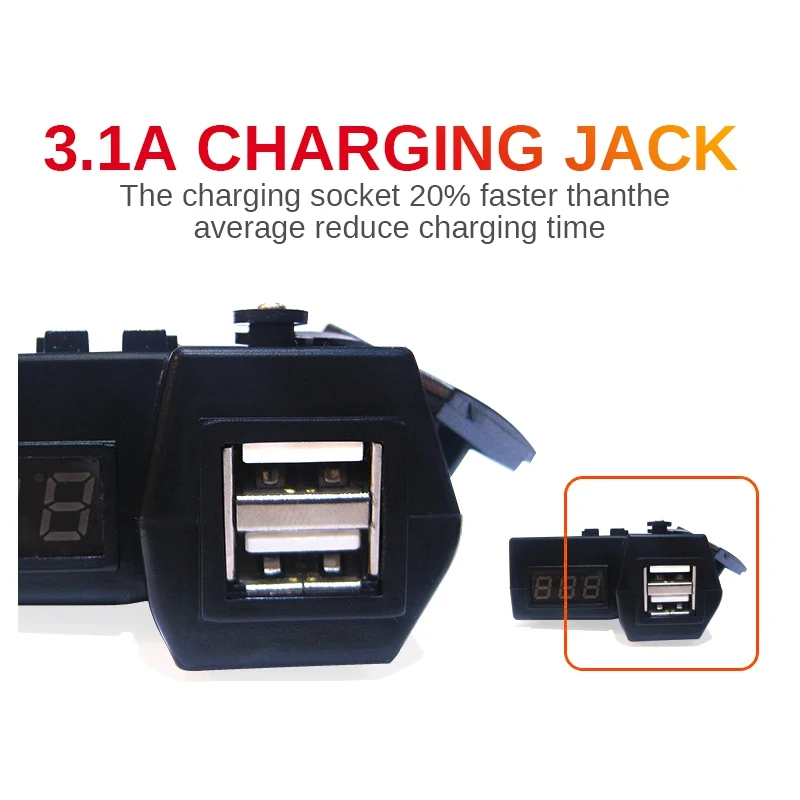 Dual USB Motorcycle 12V Socket Scooter Charger LED Digital Display Voltmeter Power Switch Car &amp Autocycle Cigarette | Автомобили и