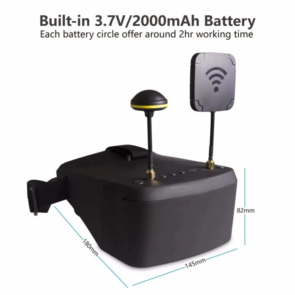 5,8G 40CH видео гарнитура HD DVR 5 дюймов 854*480 разнообразие FPV очки LS-800D с аккумулятором 2000mAh для RC FPV гоночный Дрон