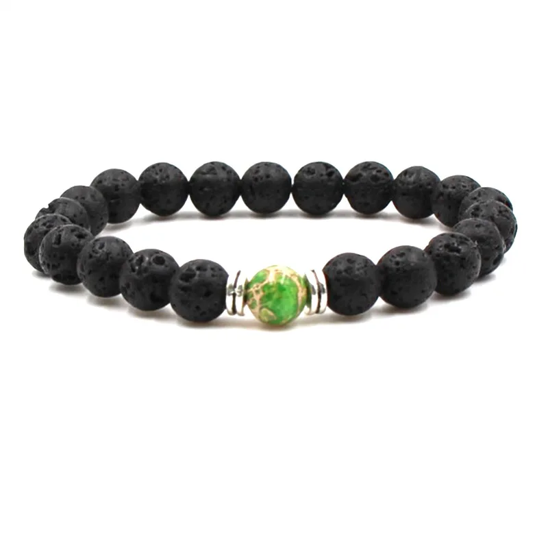 European and American new energy volcanic stone bracelet Chameleon yoga 8mm fine men women SL065 | Украшения и аксессуары