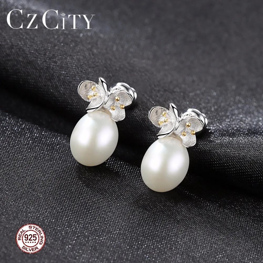 CZCITY крошечные Классический белый жемчуг Декор в виде ромашек Форма 925