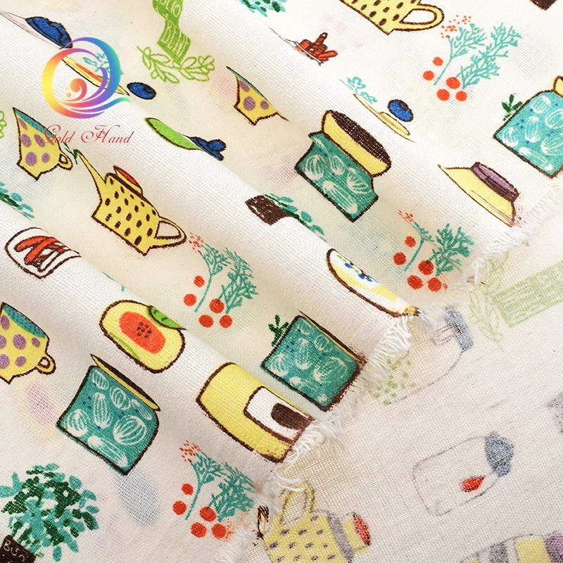 Хлопчатобумажная льняная ткань Haisen с принтом в виде бутылочек для квилтинга