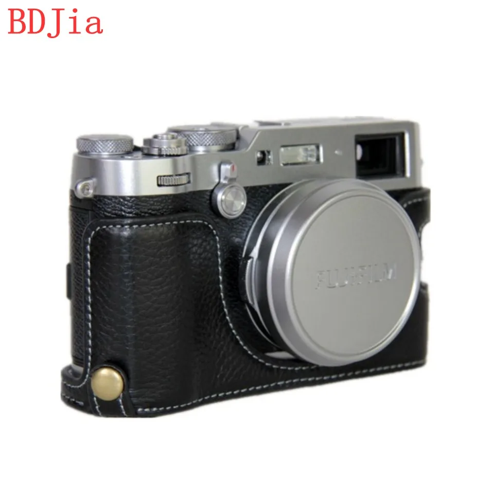 Натуральная Воловья кожа корпуса для половины камеры база Fujifilm X100F с отверстием
