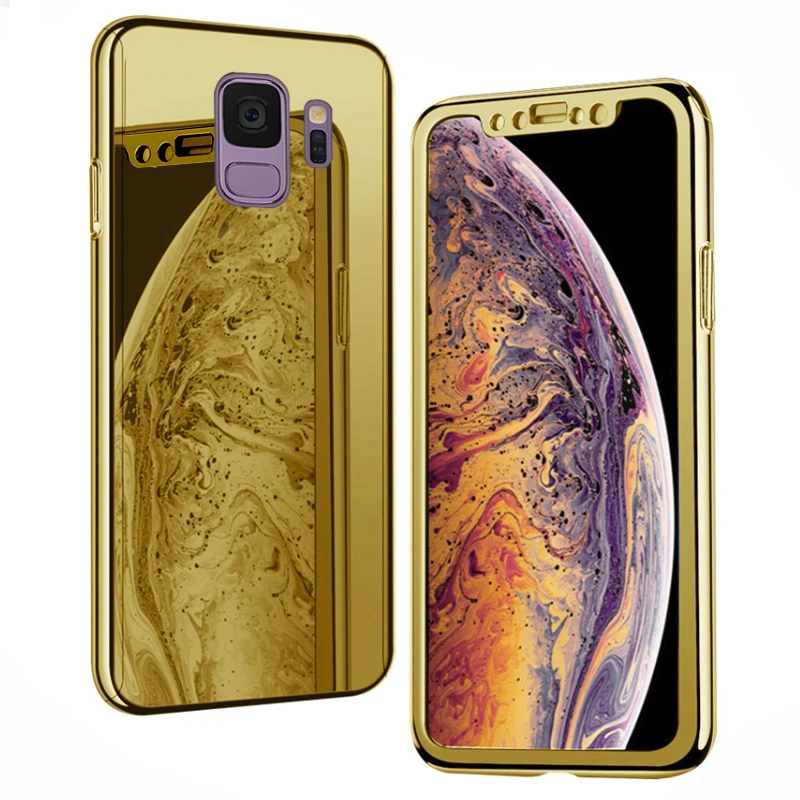 Coque чехол, чехол для samsung galaxy S9 Plus S 9 S9plus на покрытие зеркало 360 защитная задняя крышка с логотипом чехлы с закаленным стеклом