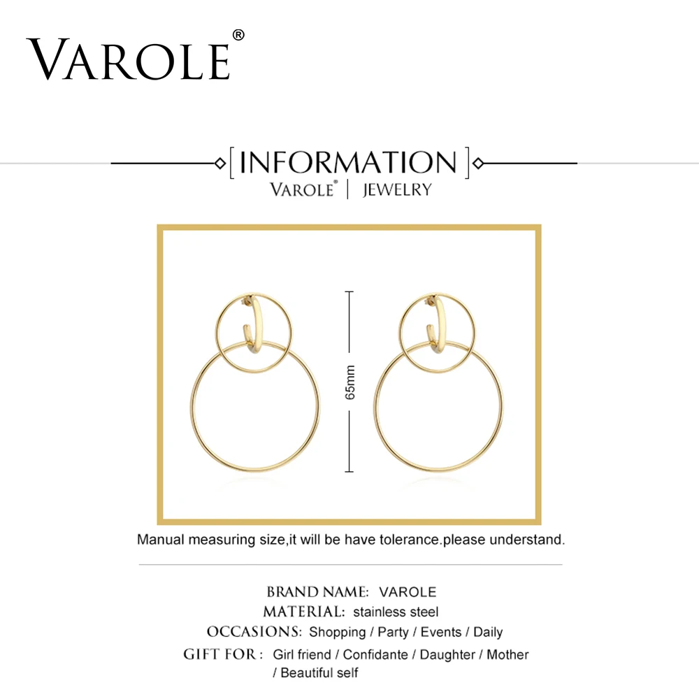 VAROLE Высокое качество! Золотая Корона Цвет нержавеющая сталь длинные серьги для