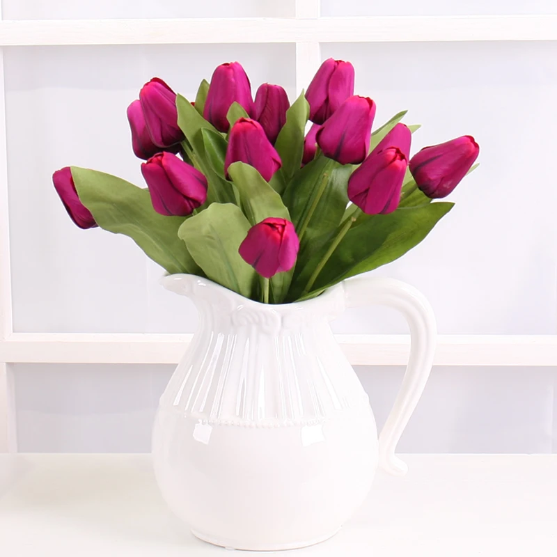 1 букет тюльпаны искусственные цветы настоящий прикосновение PU тюльпан