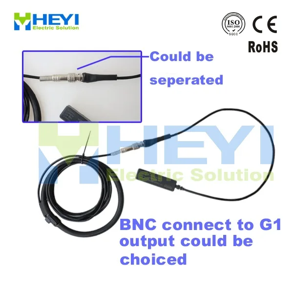 

HEYI customised design rogowski coil connect to G1 integrator or BNC connector achieve different output flexible rope ct