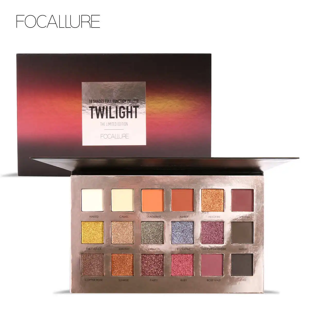 FOCALLURE 18Pcs Shades Eyeshadow Highlighter Glitter and Matte Smoky Professional makeup shadow+Blush |