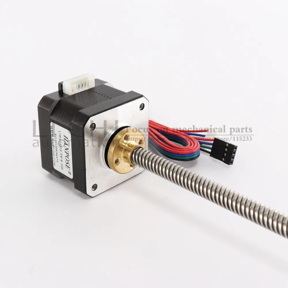 nema17 винт шаговый двигатель 17HS4401S-T8x8-300MM с медной гайкой свинец 8 мм для 3D принтера Z оси длинный винт