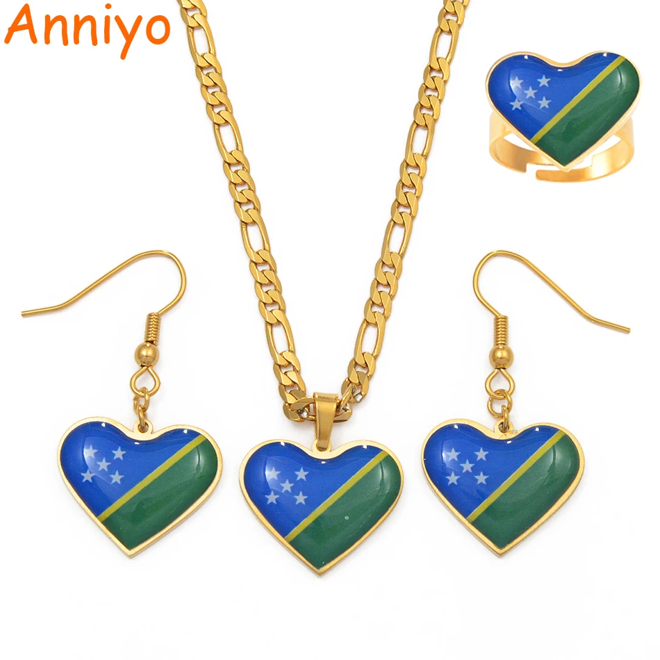 Anniyo Соломоновы флаги ювелирные изделия Сердце золотой цвет