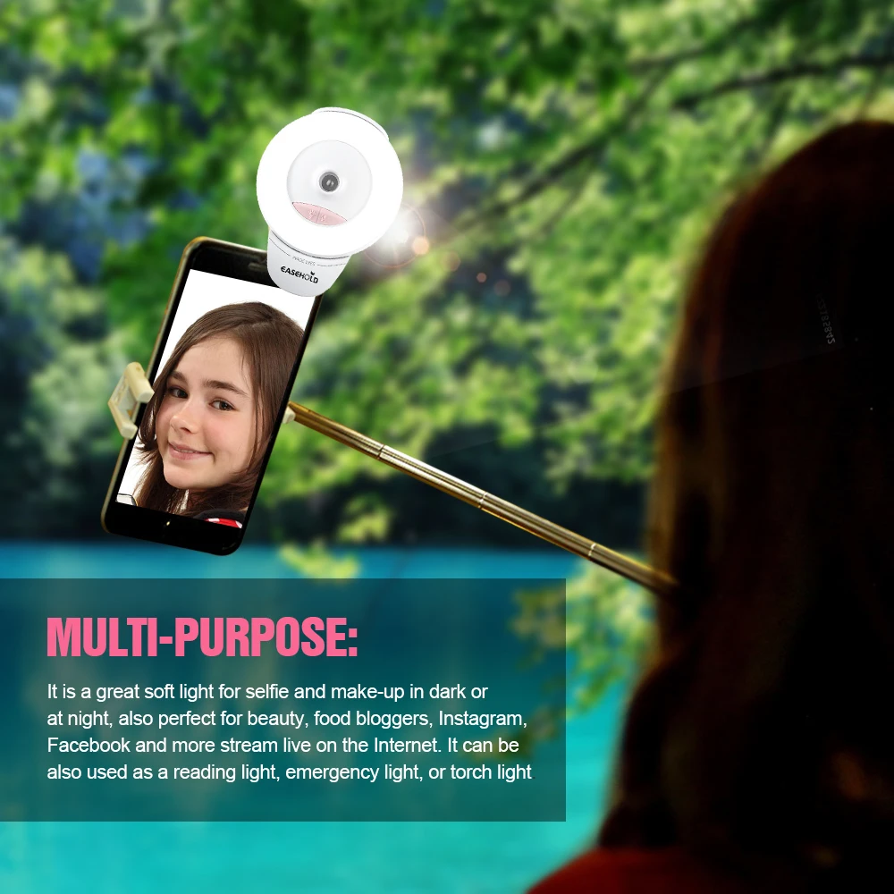 EASEHOLD мини удобный 2-в-1 Selfie Ring Light Ультразвуковой увлажнитель воздуха диффузор