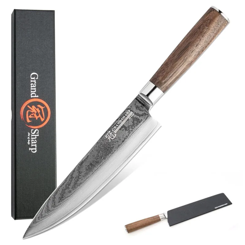 8 дюймов 67 слоев японский кухонный KnivesVG 10 лезвие дамасский нож рукоятка из ореха