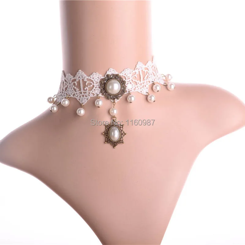 Pure Sin multilayer pearl white lace bridal wedding palace retro love Choker necklace jewelry wholesale | Украшения и аксессуары