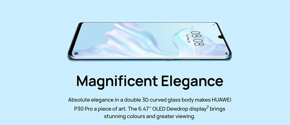Мобильный телефон huawei P30 Pro, 6,47 дюймов, Kirin 980, четыре ядра, Android 9,1, экран, отпечаток пальца, 40 Вт, SuperCharge GPU Turbo 3,0