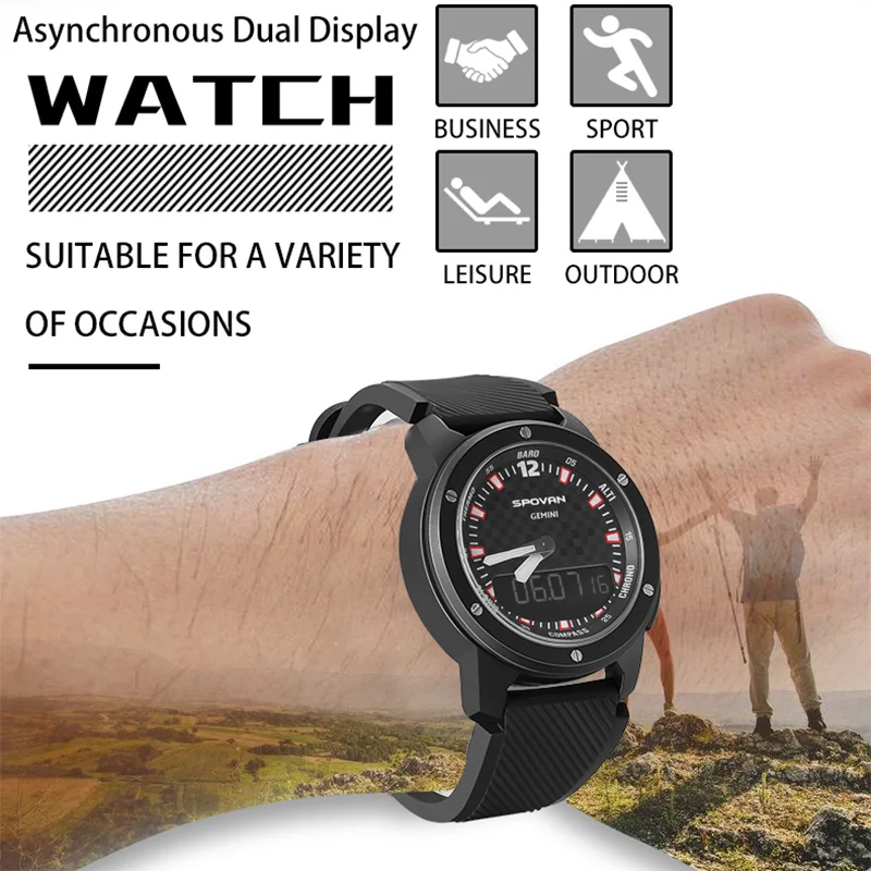 Мужские спортивные цифровые часы Spovan военные качественные Водонепроницаемые