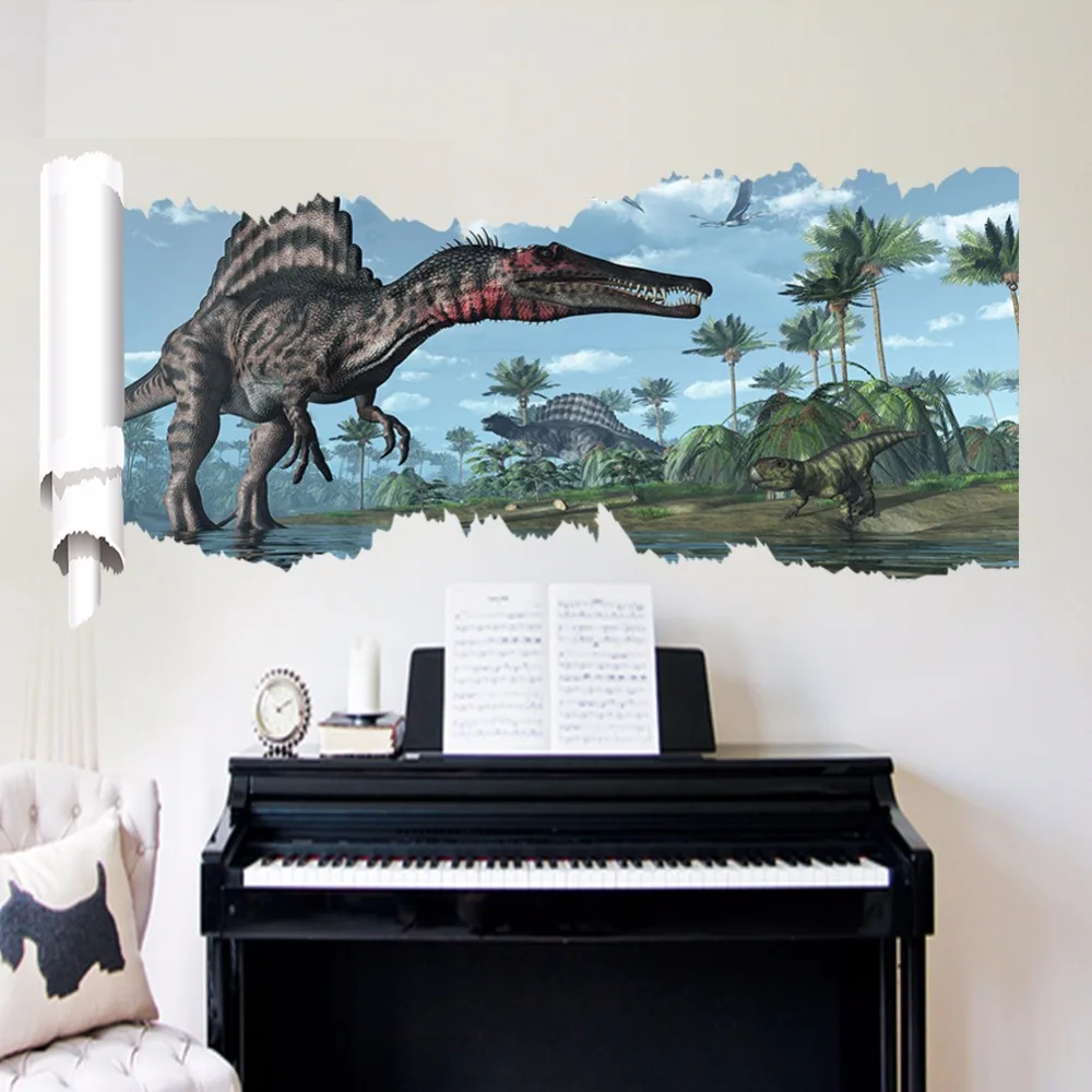 3D Jurassic Dinosaur Eyes Wall Stickers For Kids Rooms Home Decor Cartoon Animal Art Mural Self-adhesive PVC Poster Decals | Дом и сад