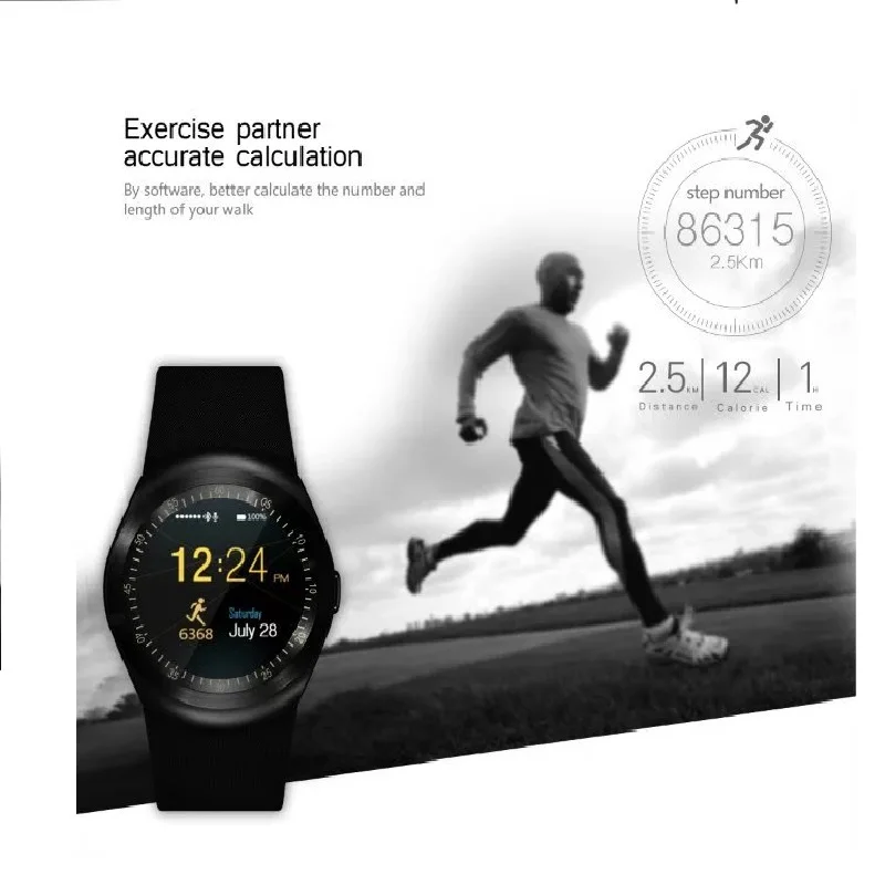 Завод 2G Smartwatch 1,22 дюймов полный круглый дисплей sim один nano sim Bluetooth SM01 Смарт часы без камеры
