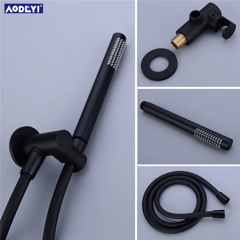 brass thermostatic faucets black shower set 81012 inch bathroom rainfall shower faucet system with handheld shower head free global shipping