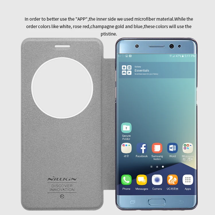 Чехол для samsung Galaxy Note FE(Fan Edition), чехол NILLKIN, блестящий, с окном, пробуждение, сон, кожаный чехол для Galaxy Note FE