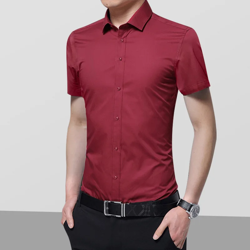 Camiseta Hombre повседневная приталенная рубашка мужская летняя с коротким рукавом в