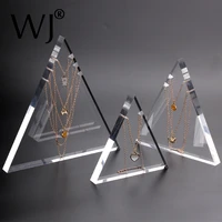 solid acrylic pendant necklace chain jewelry stand display holder rack photography prop clear lucite triangle hanging organizer