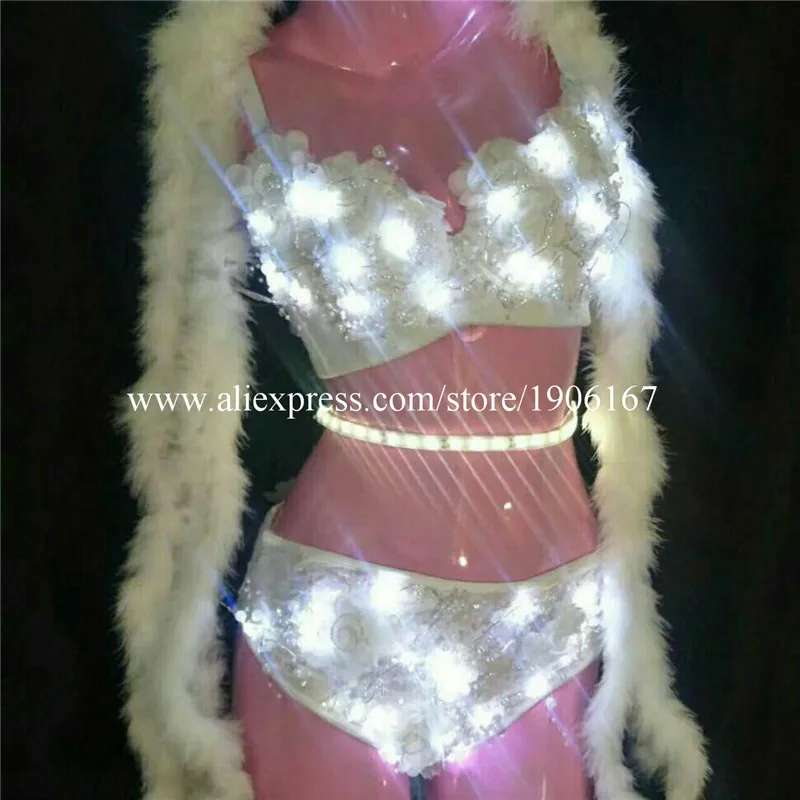 New Design Led Sexy Girl Women Bra Shorts Dress Clothes Show Stage Performance Bikini Dance Suit | Дом и сад