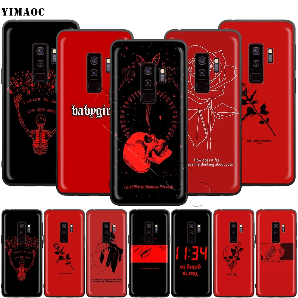 YIMAOC красный чехол для Samsung Galaxy A7 A8 A9 S10 J6 Plus A10 A20 A30 A40 A50 A60 A70 M10 M20 M30 M40|Бамперы| |