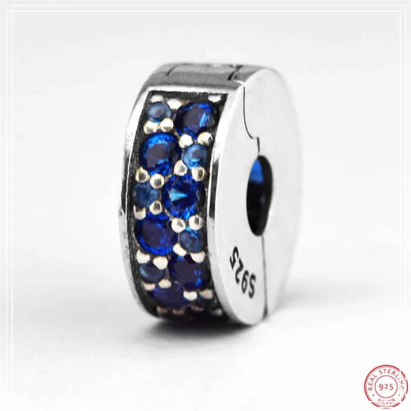Синяя мозаика искусственные бусины зажимы серебро 925 пробы CL032C|original pandora beads|original
