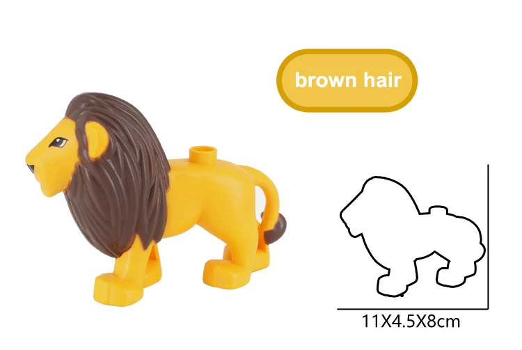 yellow brown lion Duplo животные дикие животные серии строительные блоки аксессуары Лев Леопард Тигр Медведь обезьяна Олень жираф Пингвин Зебра режим игрушки - Цвет: yellow brown lion