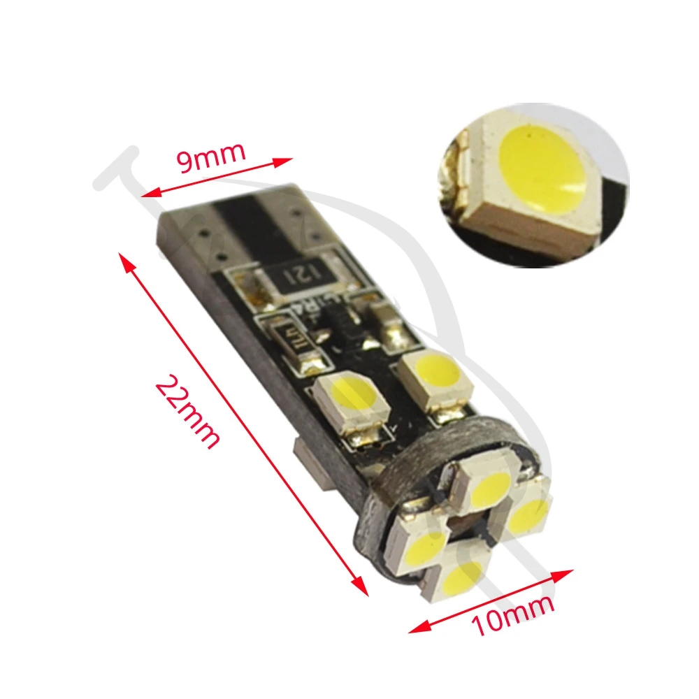 Автомобильный светодиодный белый Canbus T10 8Led 3528 1210 без Obc Error 194 168 W5w Интерьер Хвост
