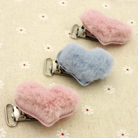 20pcs fabric plush pacifier clip for baby mother accessory cute heart love nipple clasp holder chain infant safe winter ea429