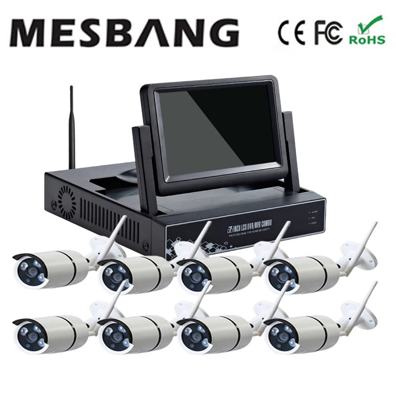

Mesbang 960P P2P home security camera system wireless 8ch nvr 7 inch monitor easy to install delivery by DHL Fedex free shipping