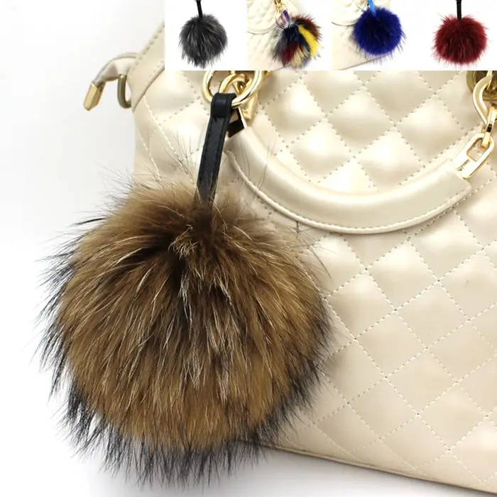 Настоящая меховая цепочка брелок 15 см классическое пальто из меха енота