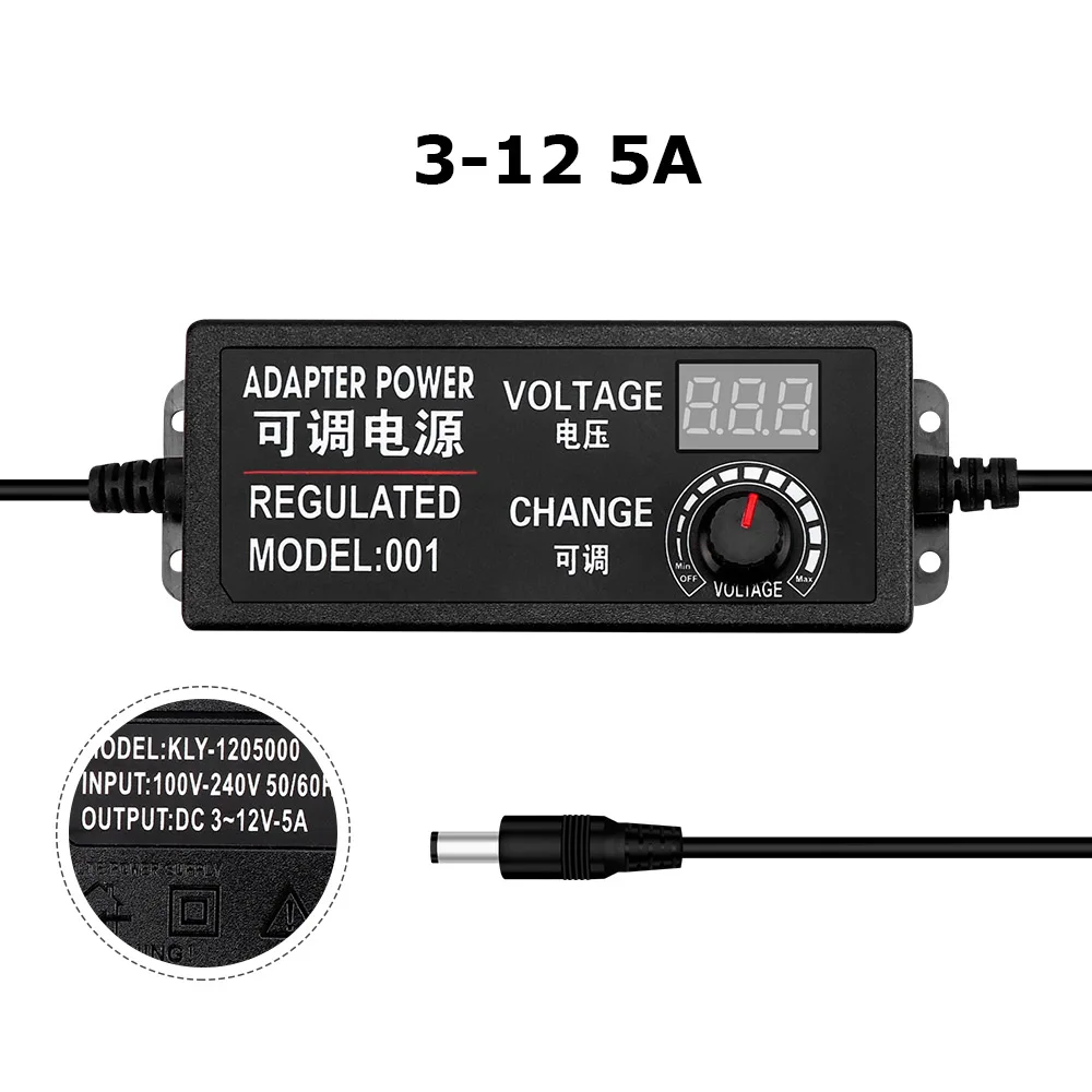 Регулируемый Мощность адаптер AC/DC 3 V-12 V 3 V-24 V 9 V-24 V Универсальный адаптер переменного тока, Напряжение регулируется Питание с Экран дисплея - Цвет: 3-12 5A