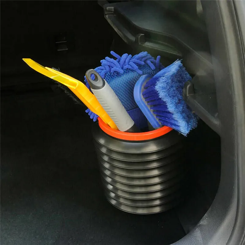 Большая уличная складная корзина для отходов черная портативная мусорная